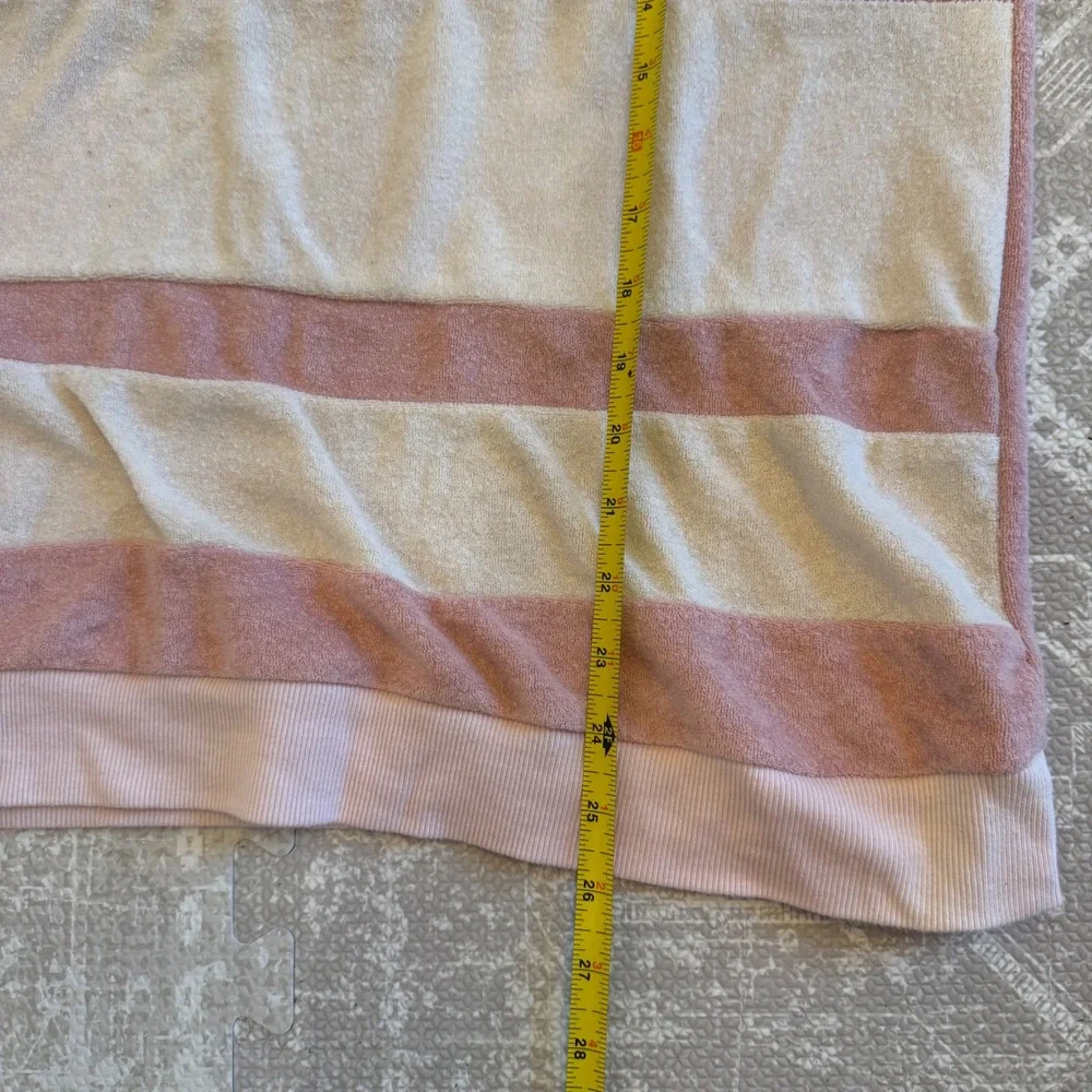 POL Pink Cream Striped Terry Cloth Quarter Zip Short‎ Sleeve Top S/M - Picture 6 of 6